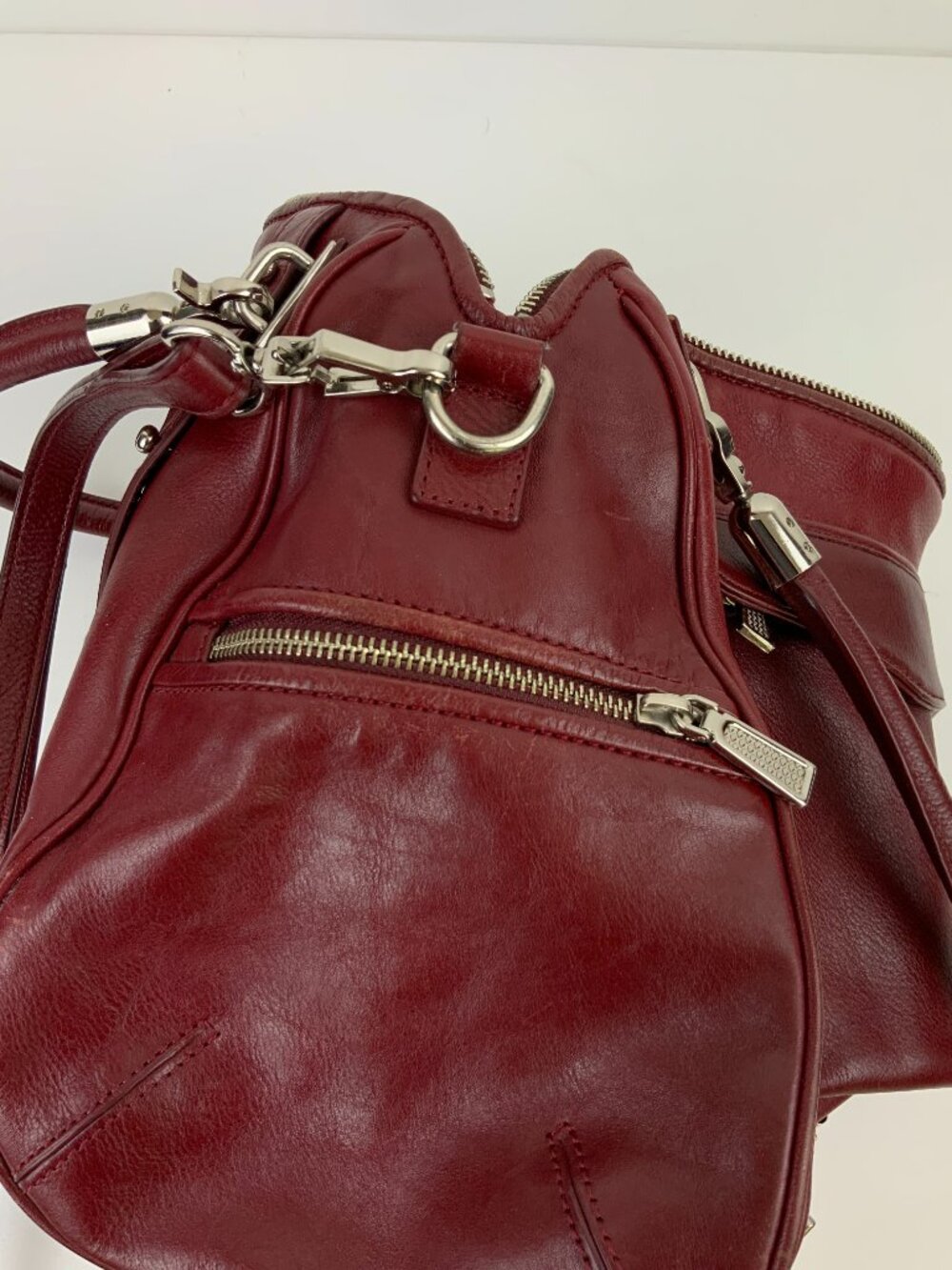 Rebecca Minkoff Burgundy Leather Cupid Satchel Bag Purse Crossbody - Picture 12 of 16